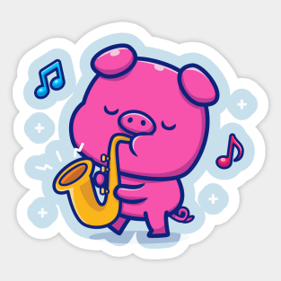 Cute Pig Playing Saxophone Sticker